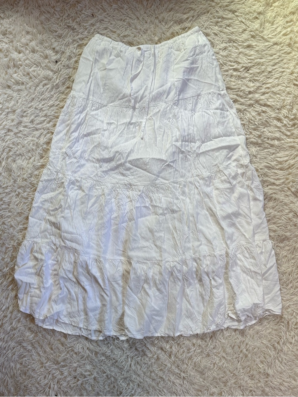 Brandy Melville White Tiered Maxi Skirt